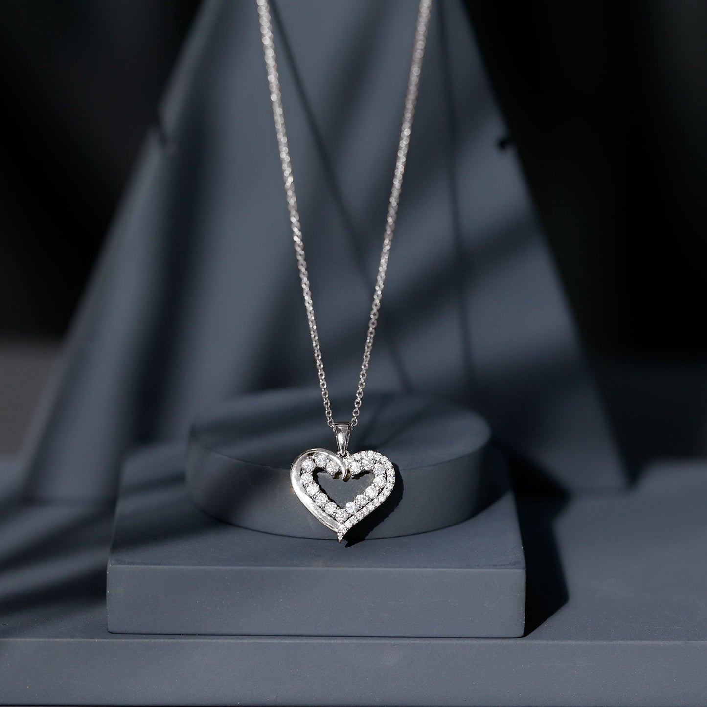 1 Carat Certified Moissanite Open Heart Pendant