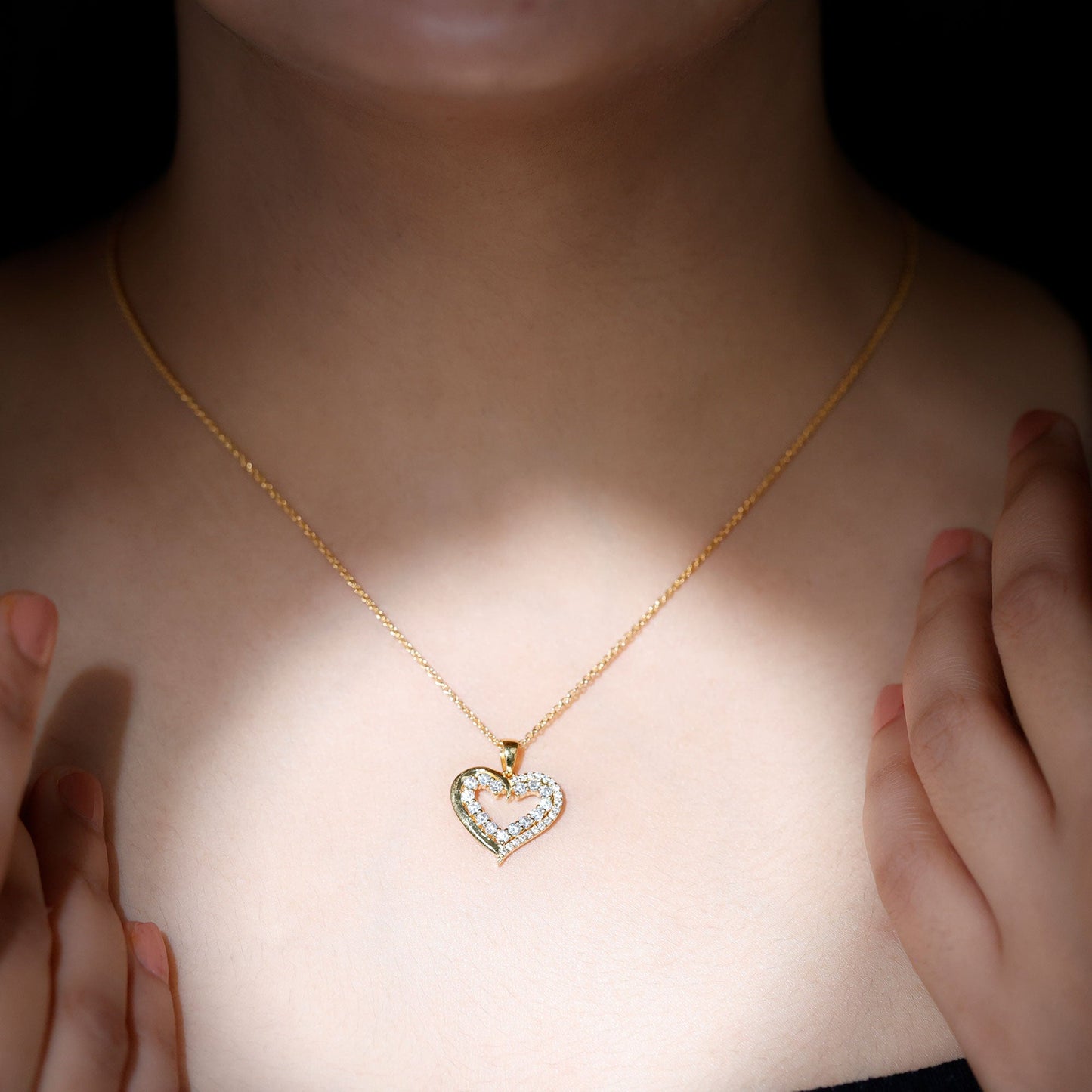 1 Carat Certified Moissanite Open Heart Pendant