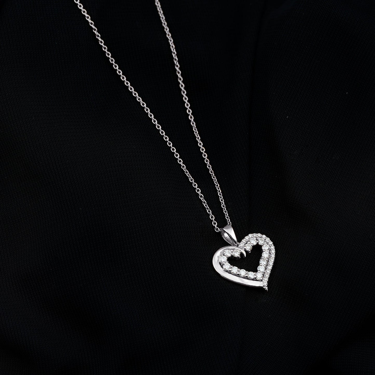 1 Carat Certified Moissanite Open Heart Pendant