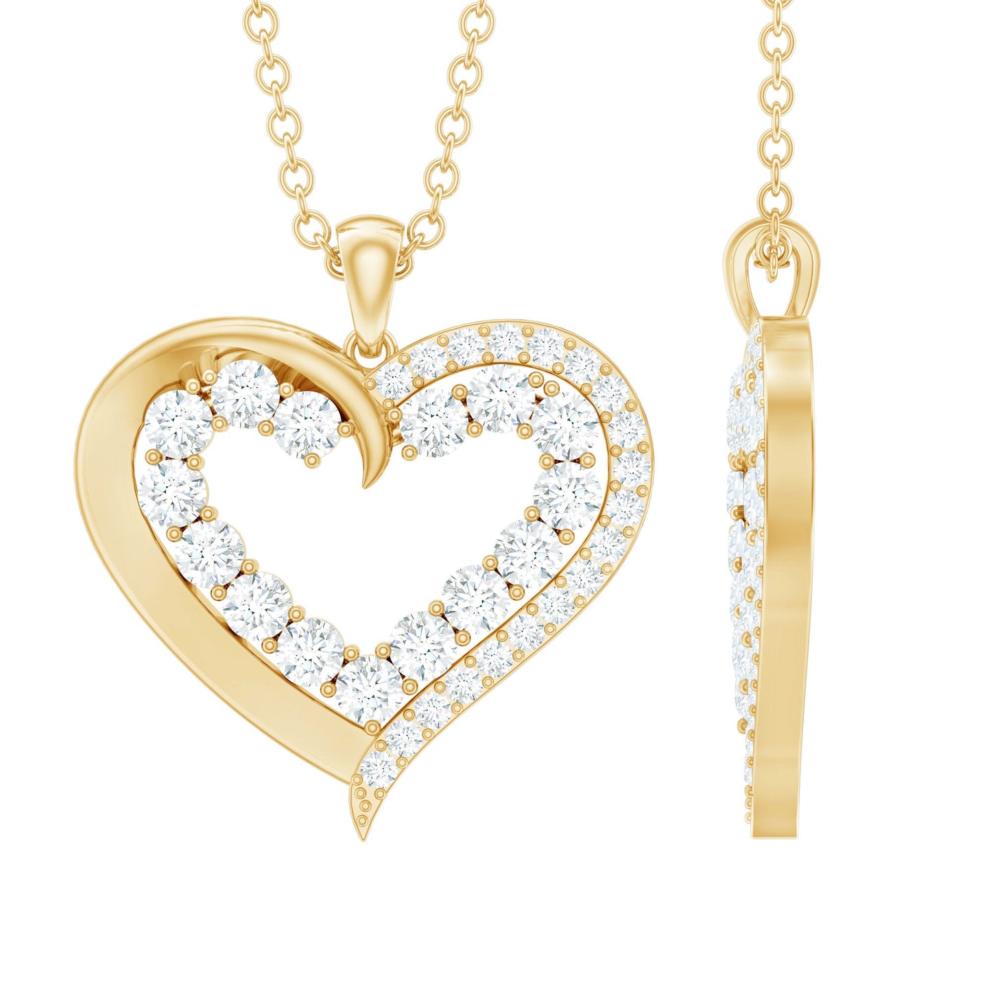1 Carat Certified Moissanite Open Heart Pendant
