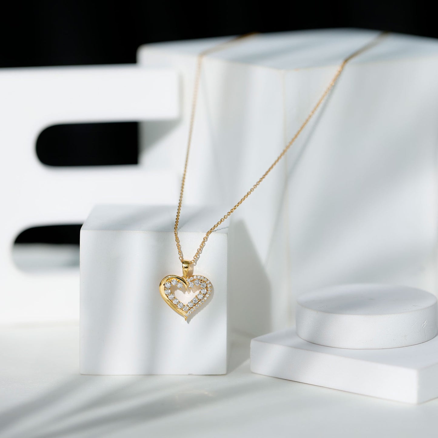 1 Carat Certified Moissanite Open Heart Pendant