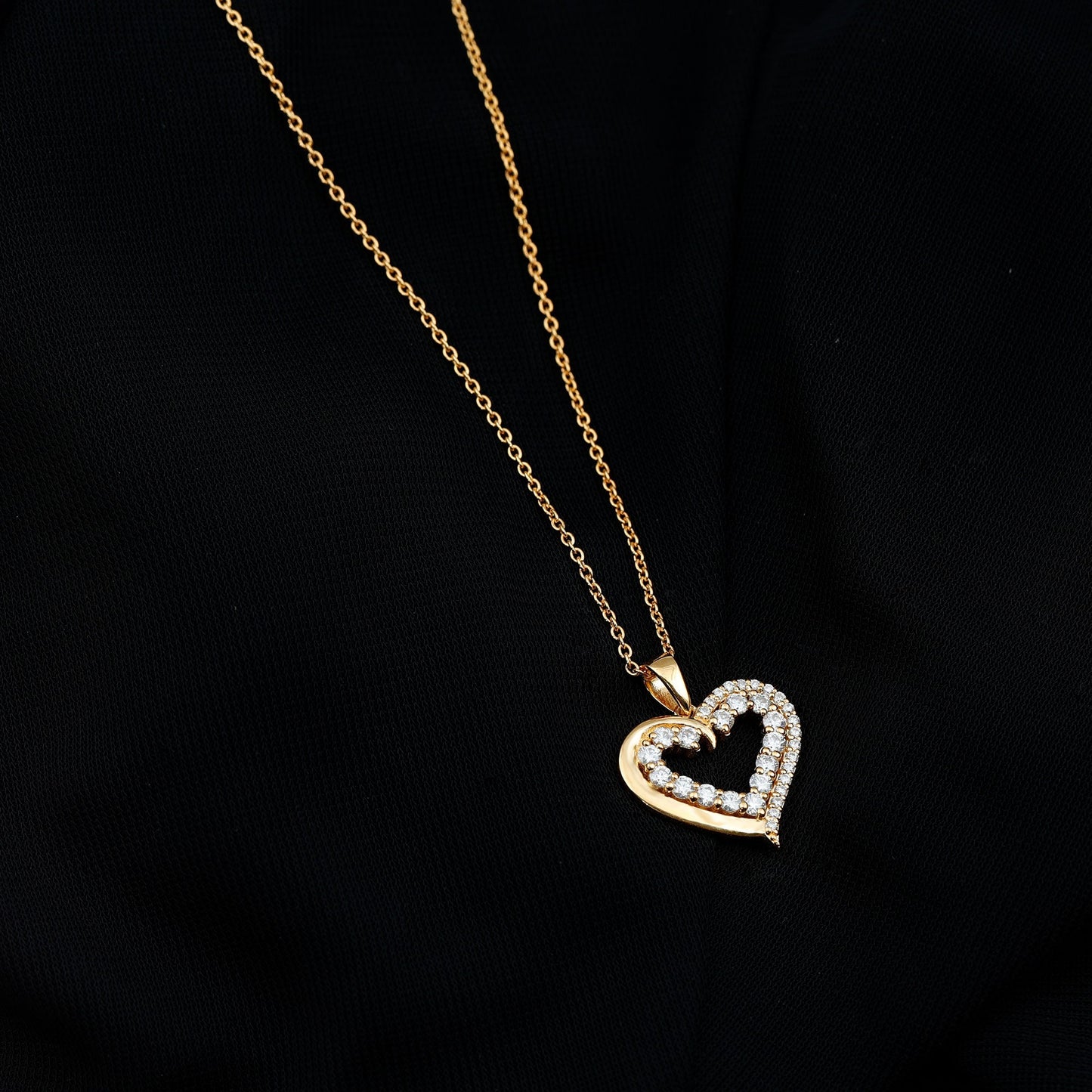 1 Carat Certified Moissanite Open Heart Pendant