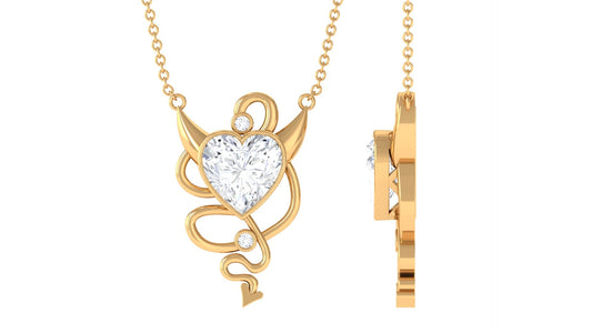 2.25 CT Moissanite Devil Heart Necklace in Bezel Setting