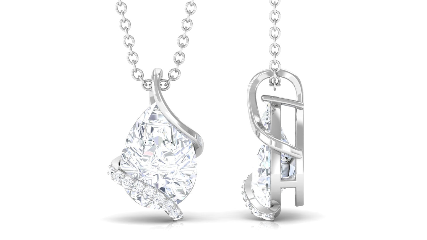 Pear Cut Cubic Zirconia Solitaire Teardrop Necklace