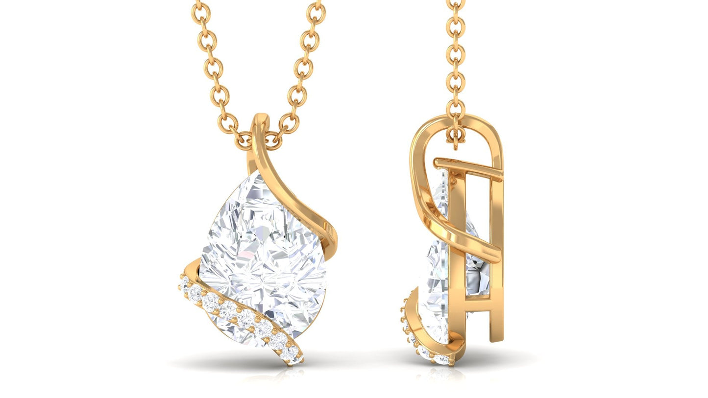 Pear Cut Cubic Zirconia Solitaire Teardrop Necklace