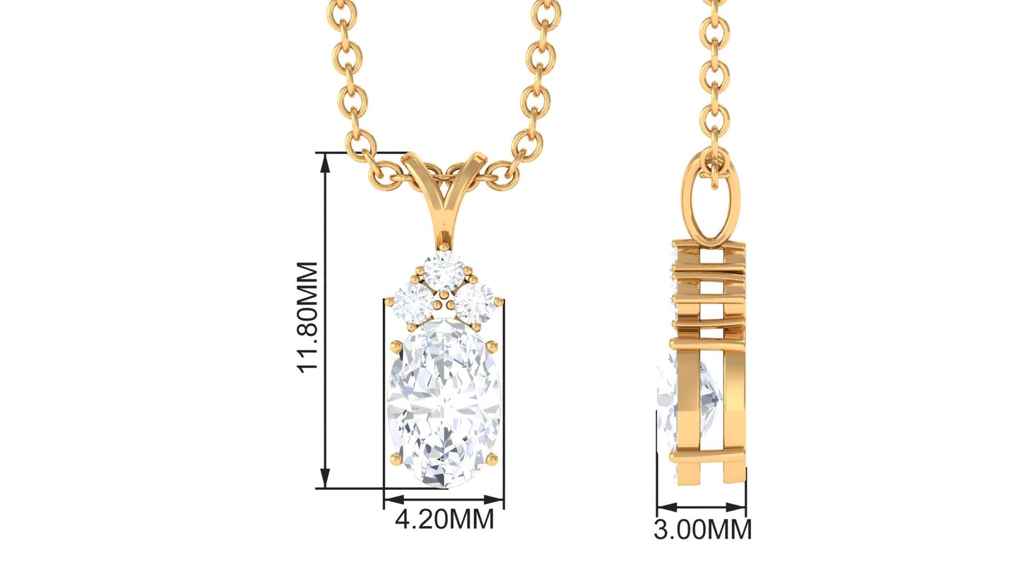 Certified 4X6 MM Cubic Zirconia Minimal Necklace