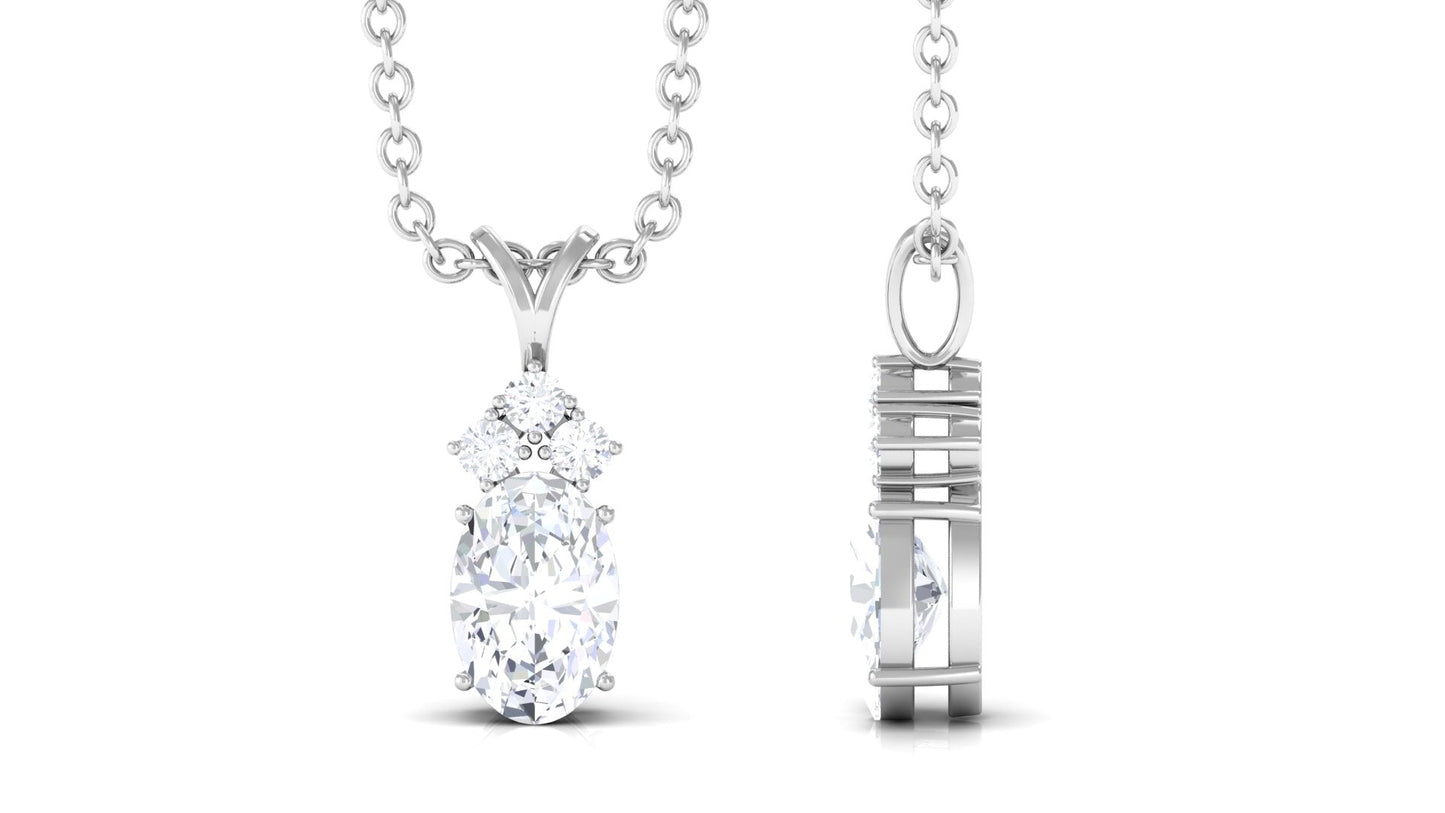 Certified 4X6 MM Cubic Zirconia Minimal Necklace