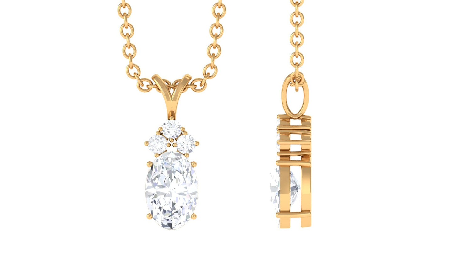 Certified 4X6 MM Cubic Zirconia Minimal Necklace