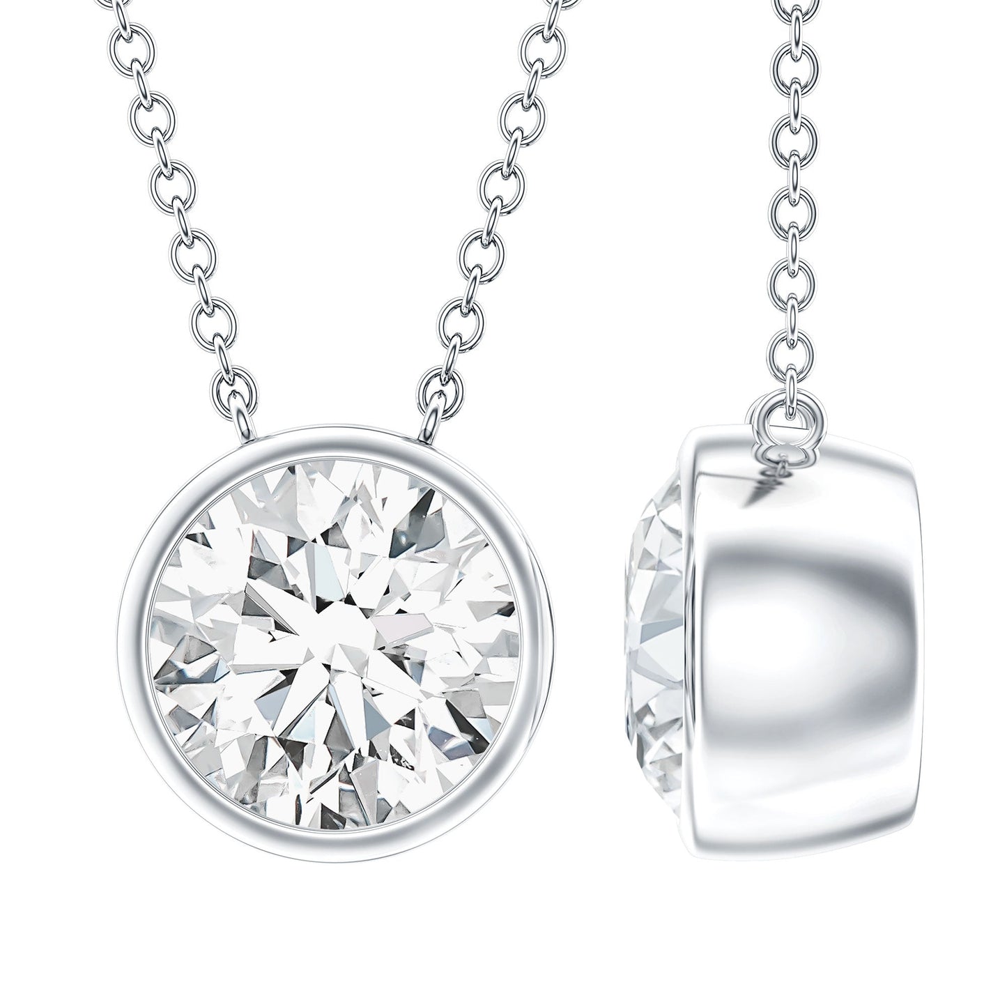 Round Cut 2 Carat Cubic Zirconia Solitaire Necklace