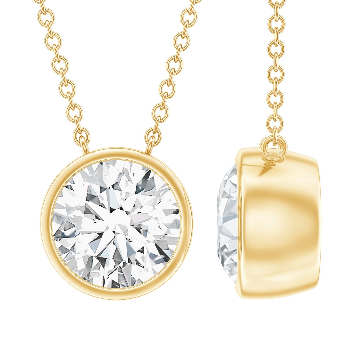 Round Cut 2 Carat Cubic Zirconia Solitaire Necklace