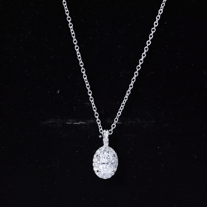 4X6 MM Oval Moissanite Bridal Pendant Necklace