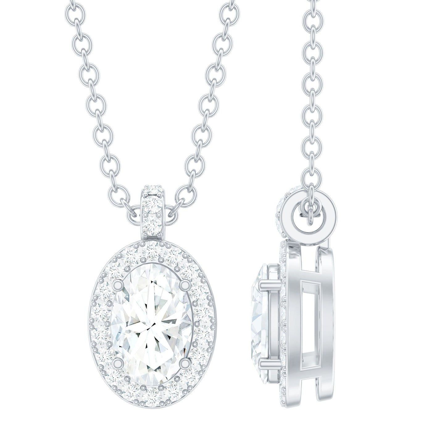4X6 MM Oval Moissanite Bridal Pendant Necklace
