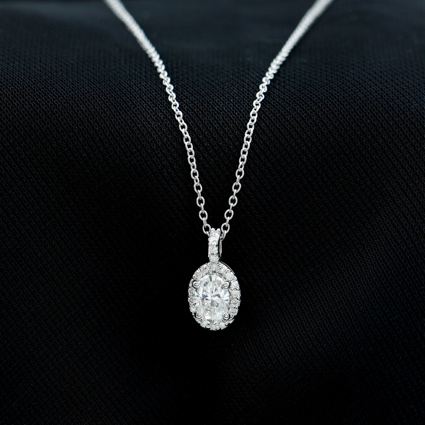 4X6 MM Oval Moissanite Bridal Pendant Necklace
