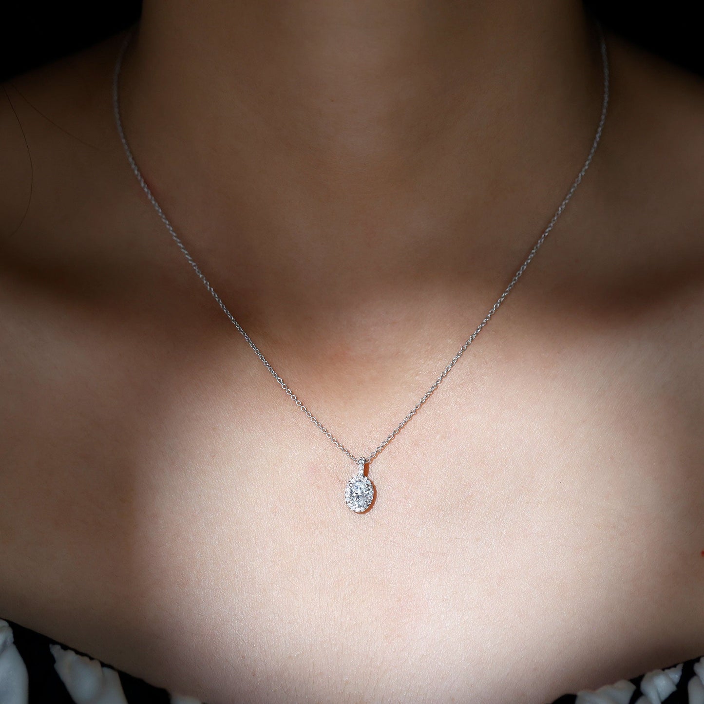 4X6 MM Oval Moissanite Bridal Pendant Necklace