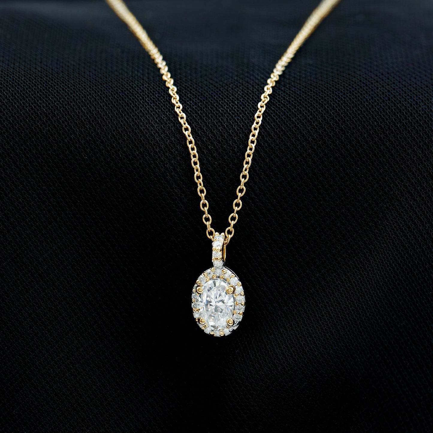 4X6 MM Oval Moissanite Bridal Pendant Necklace