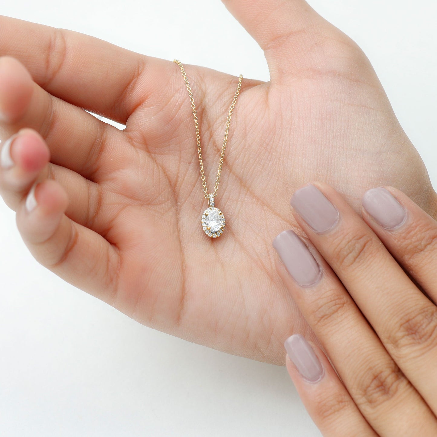 4X6 MM Oval Moissanite Bridal Pendant Necklace