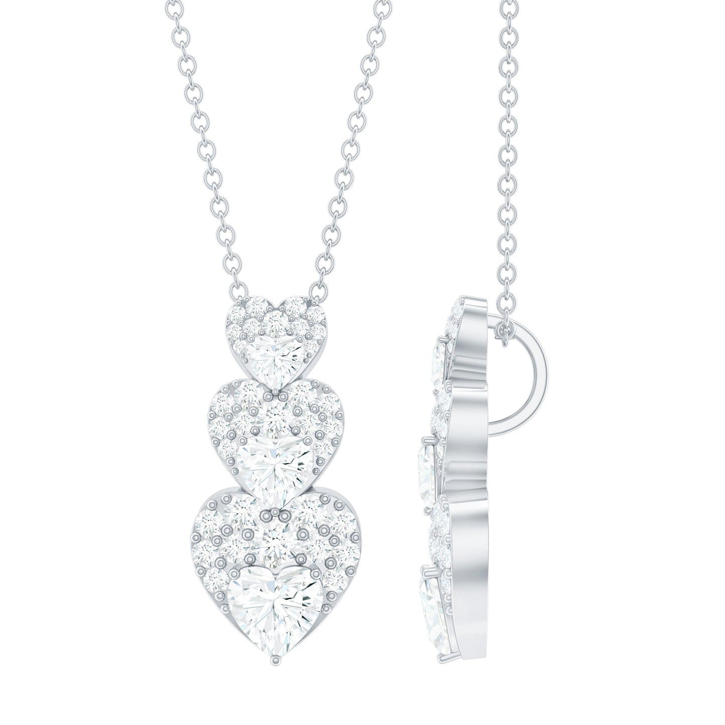 Certified Cubic Zirconia Heart Valentines Day Necklace for Women