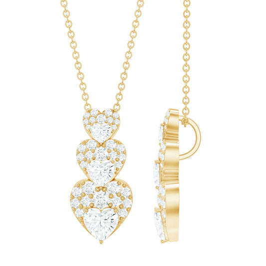 Certified Cubic Zirconia Heart Valentines Day Necklace for Women