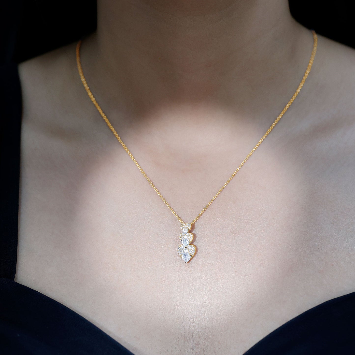 Certified Cubic Zirconia Heart Valentines Day Necklace for Women