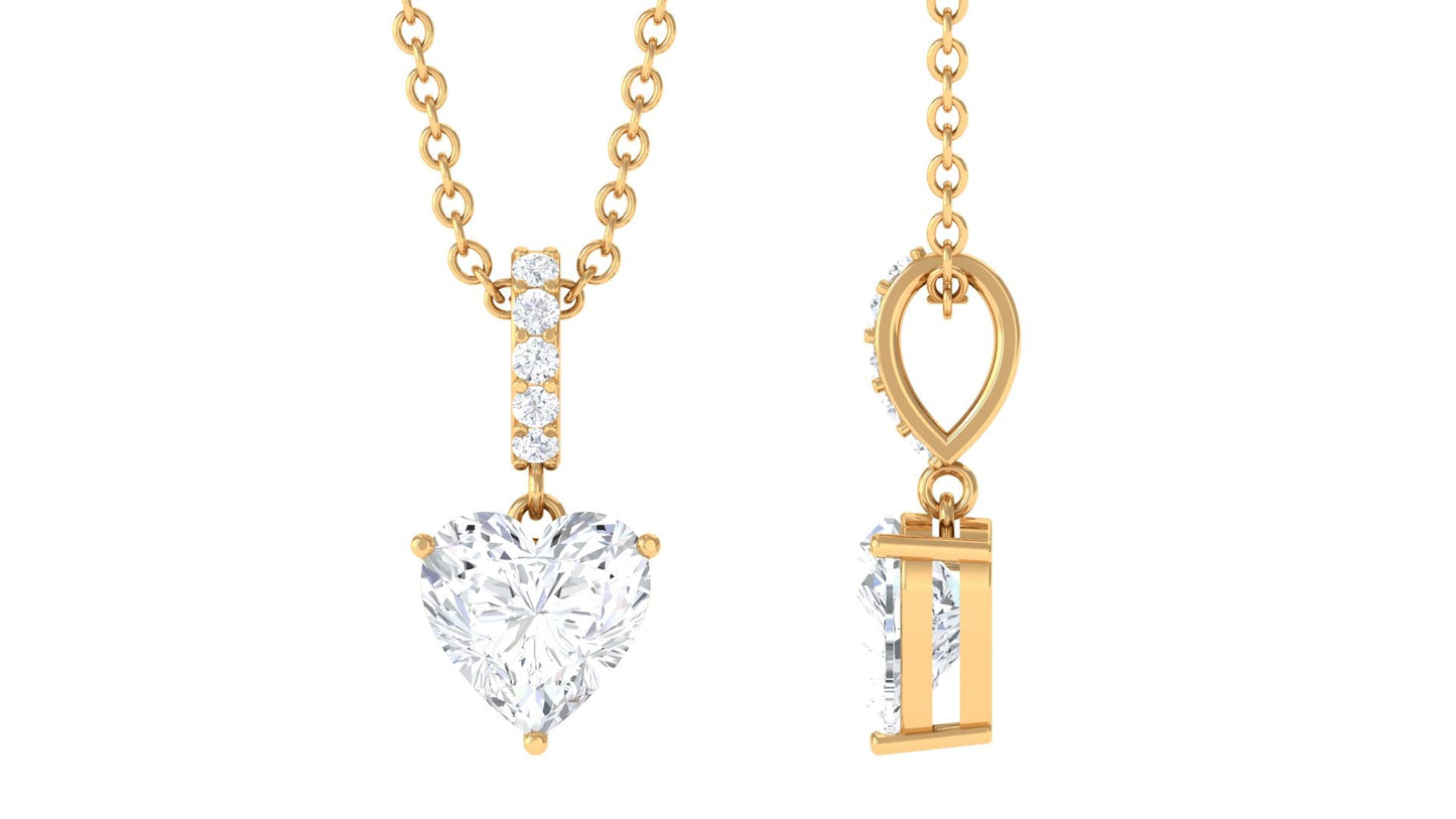 Certified 7 MM Heart Shaped Moissanite Solitaire Necklace
