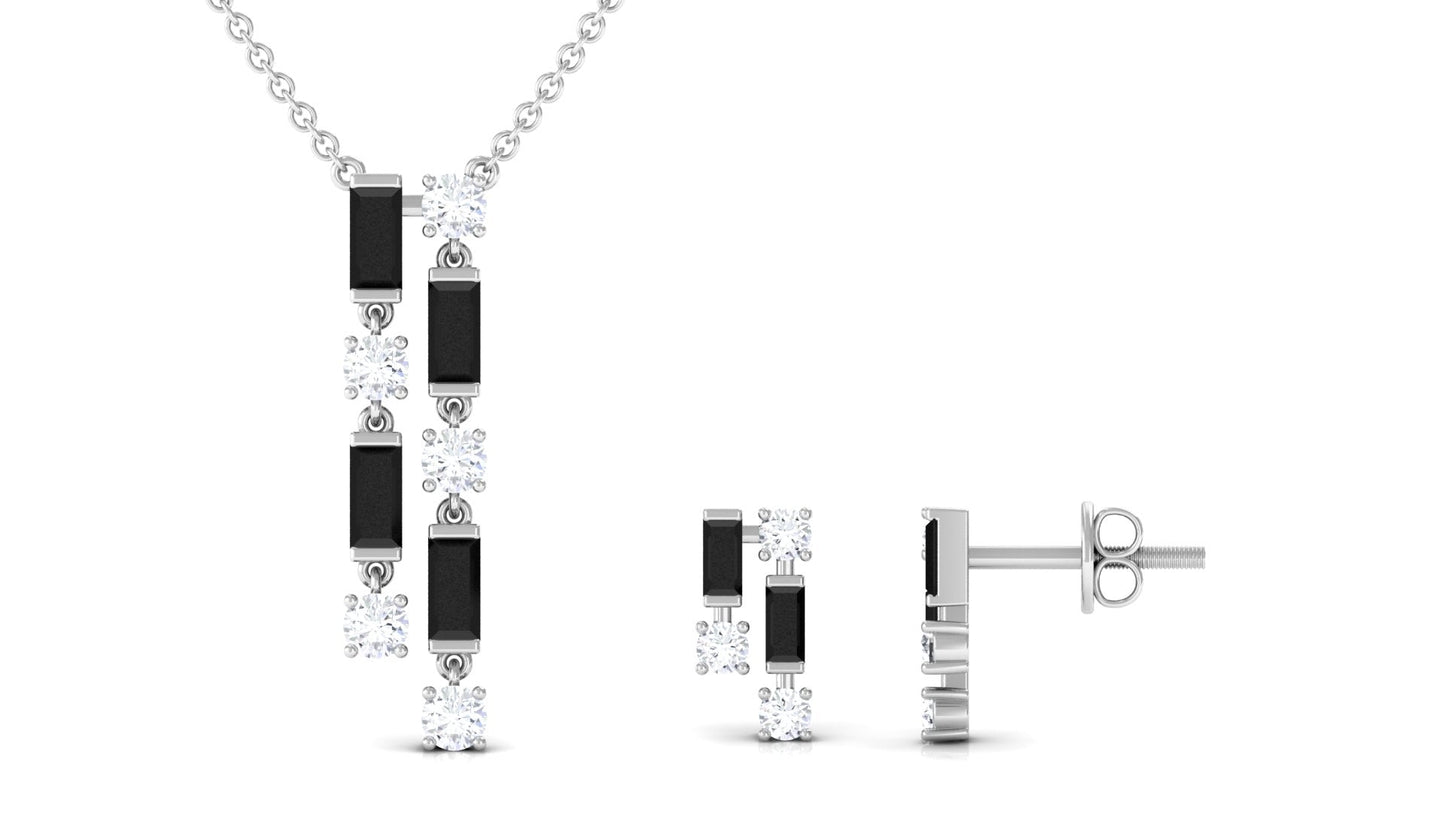 Real Black Onyx Diamond Designer Jewelry Set for Women
