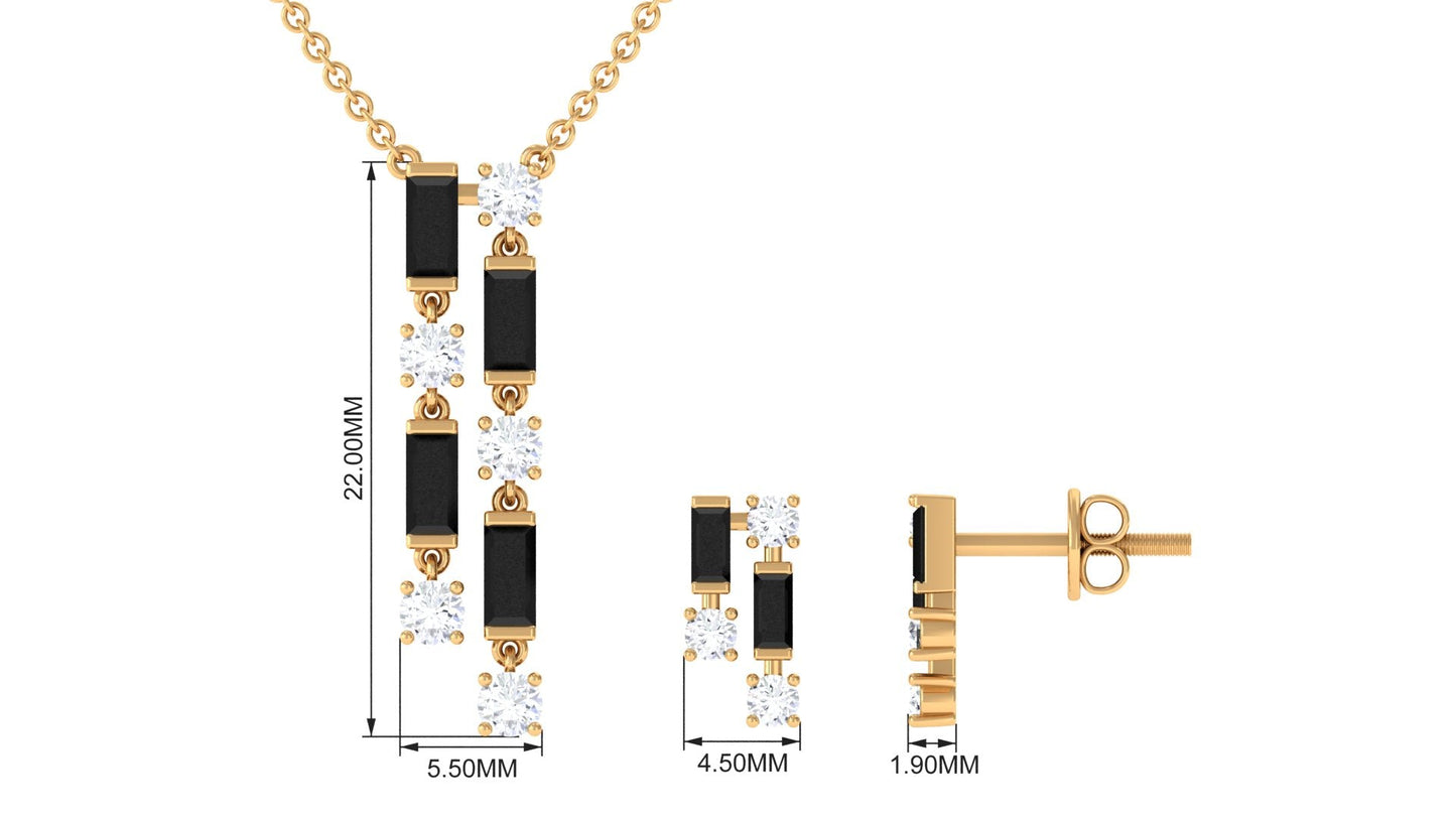 Real Black Onyx Diamond Designer Jewelry Set for Women