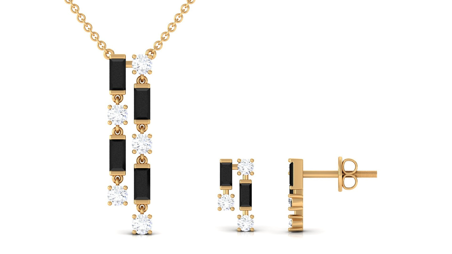 Real Black Onyx Diamond Designer Jewelry Set for Women