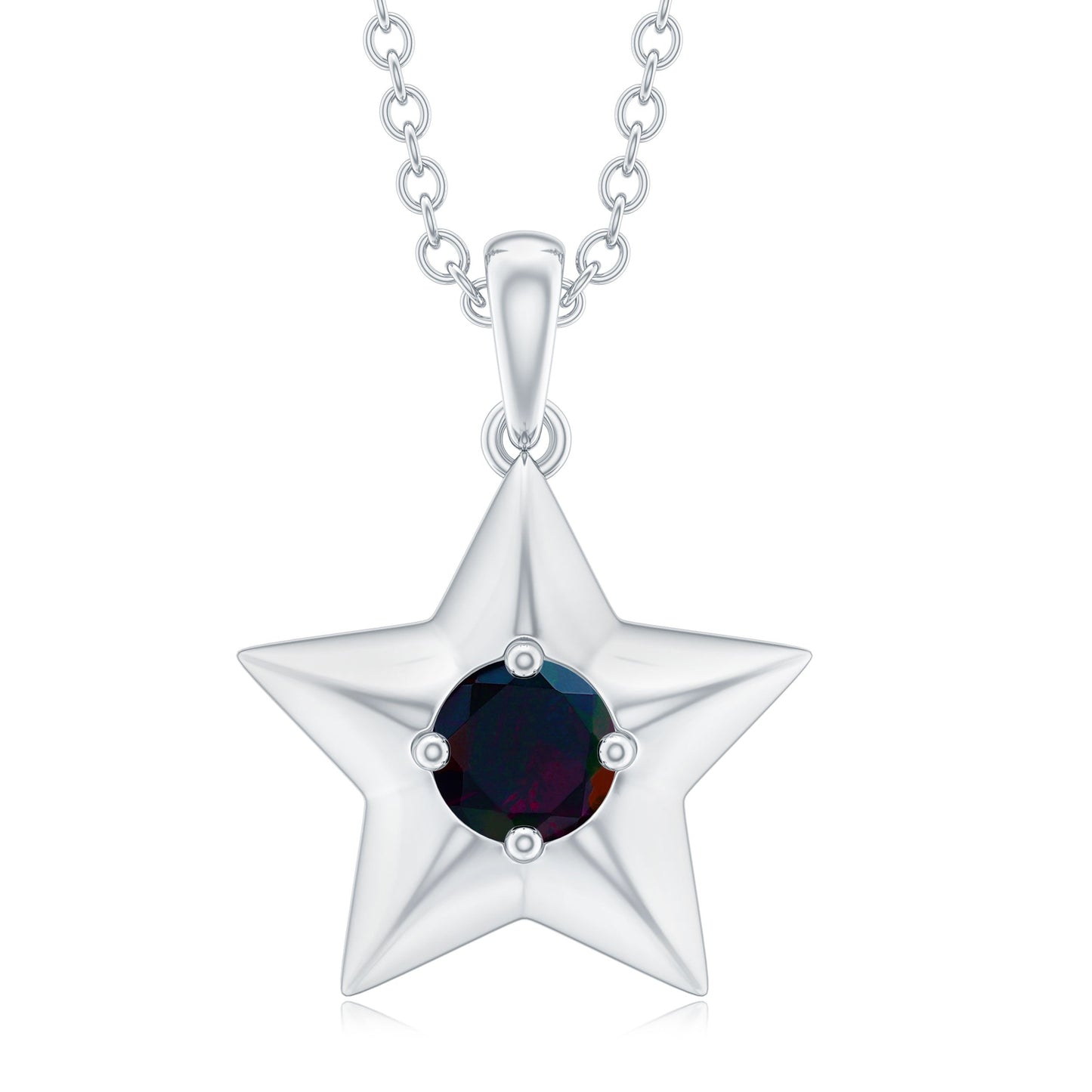 Real Half Carat Black Opal Star Pendant Necklace for Women