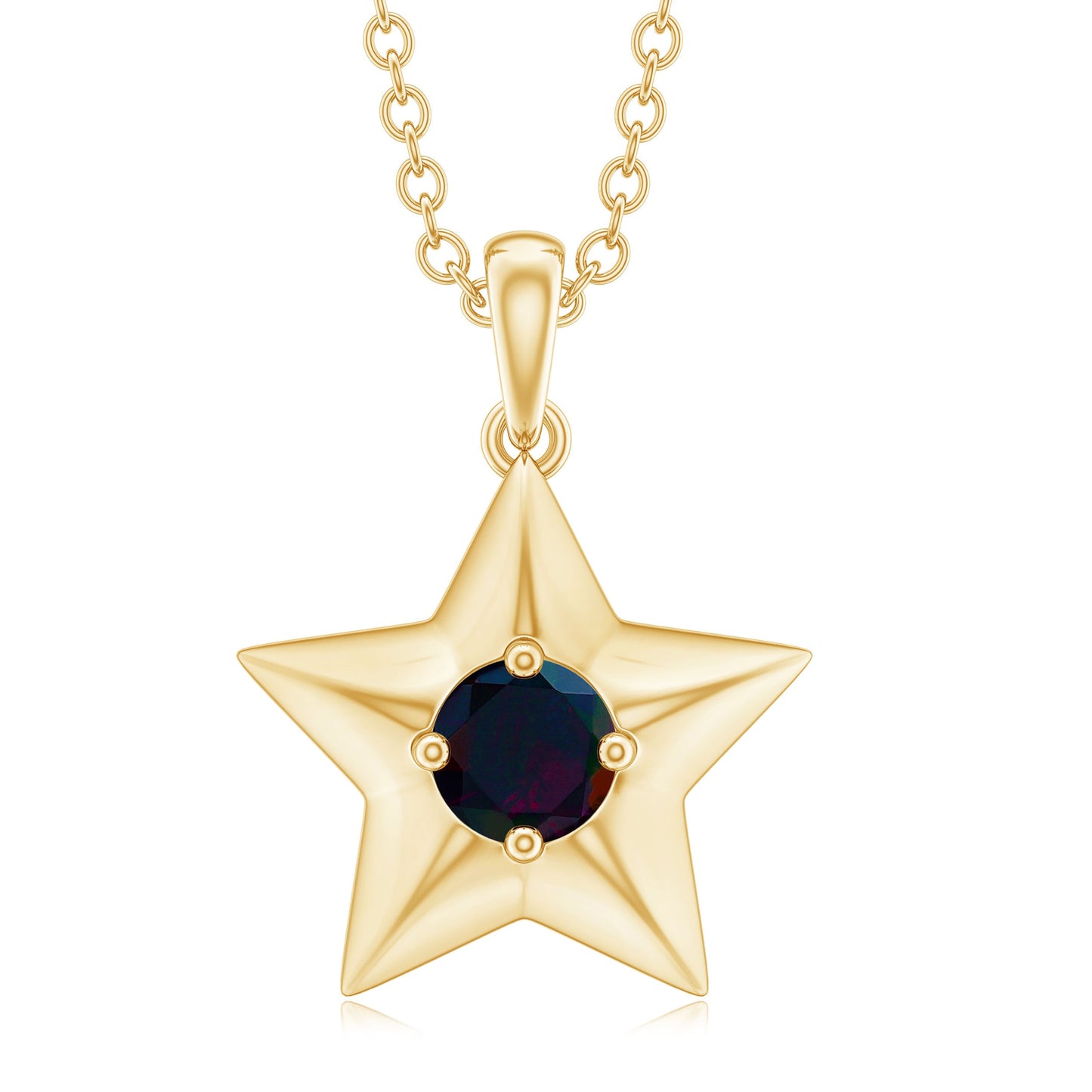 Real Half Carat Black Opal Star Pendant Necklace for Women