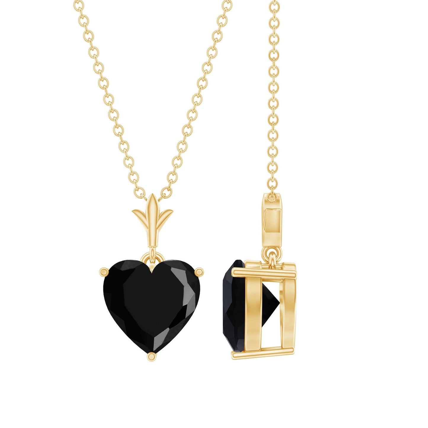 Lab Created Black Diamond Heart Shape Necklace With Chain
