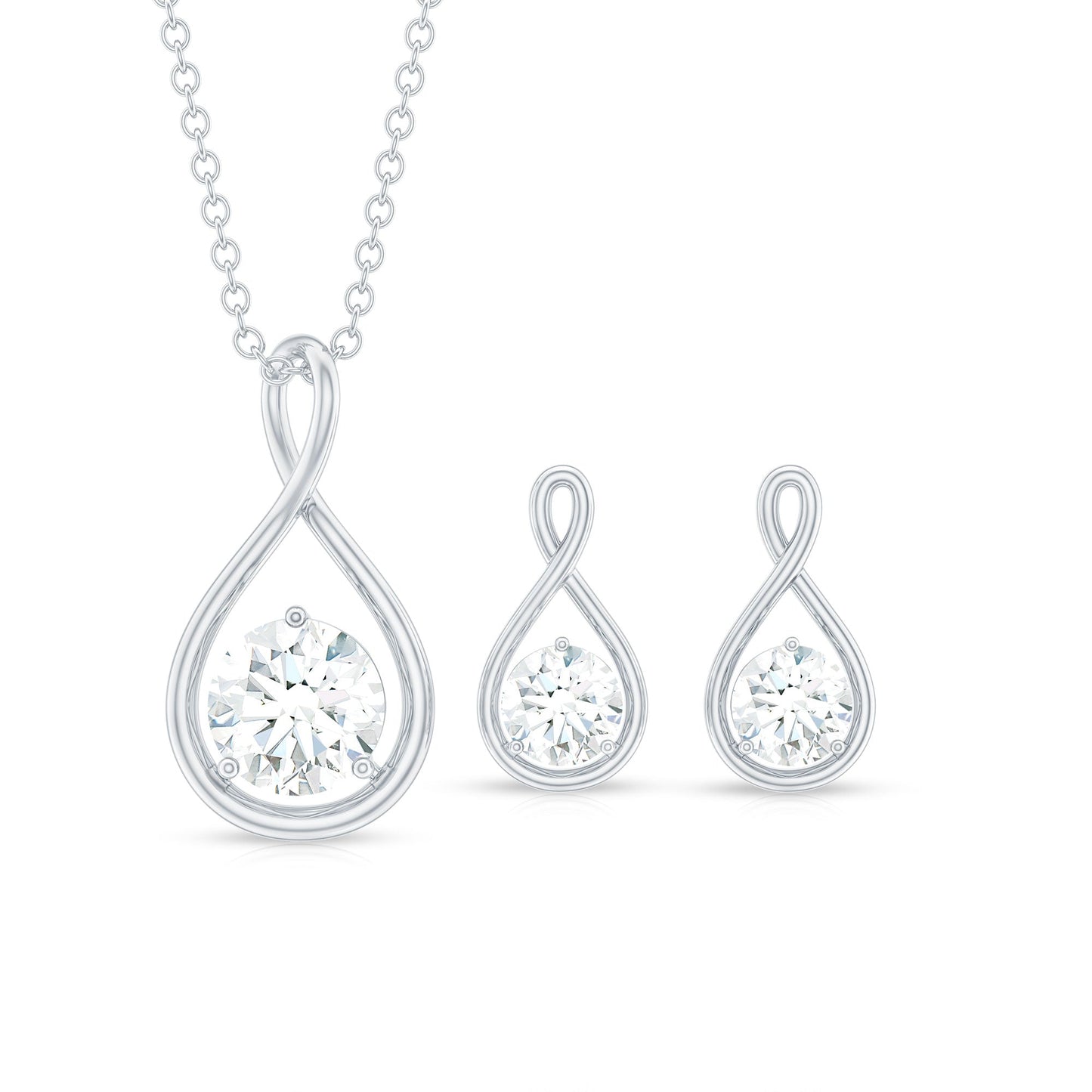 1.6 Carat Certified Moissanite Solitaire Infinity Jewelry Set