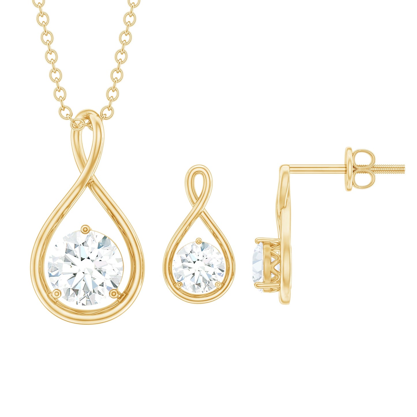 1.6 Carat Certified Moissanite Solitaire Infinity Jewelry Set