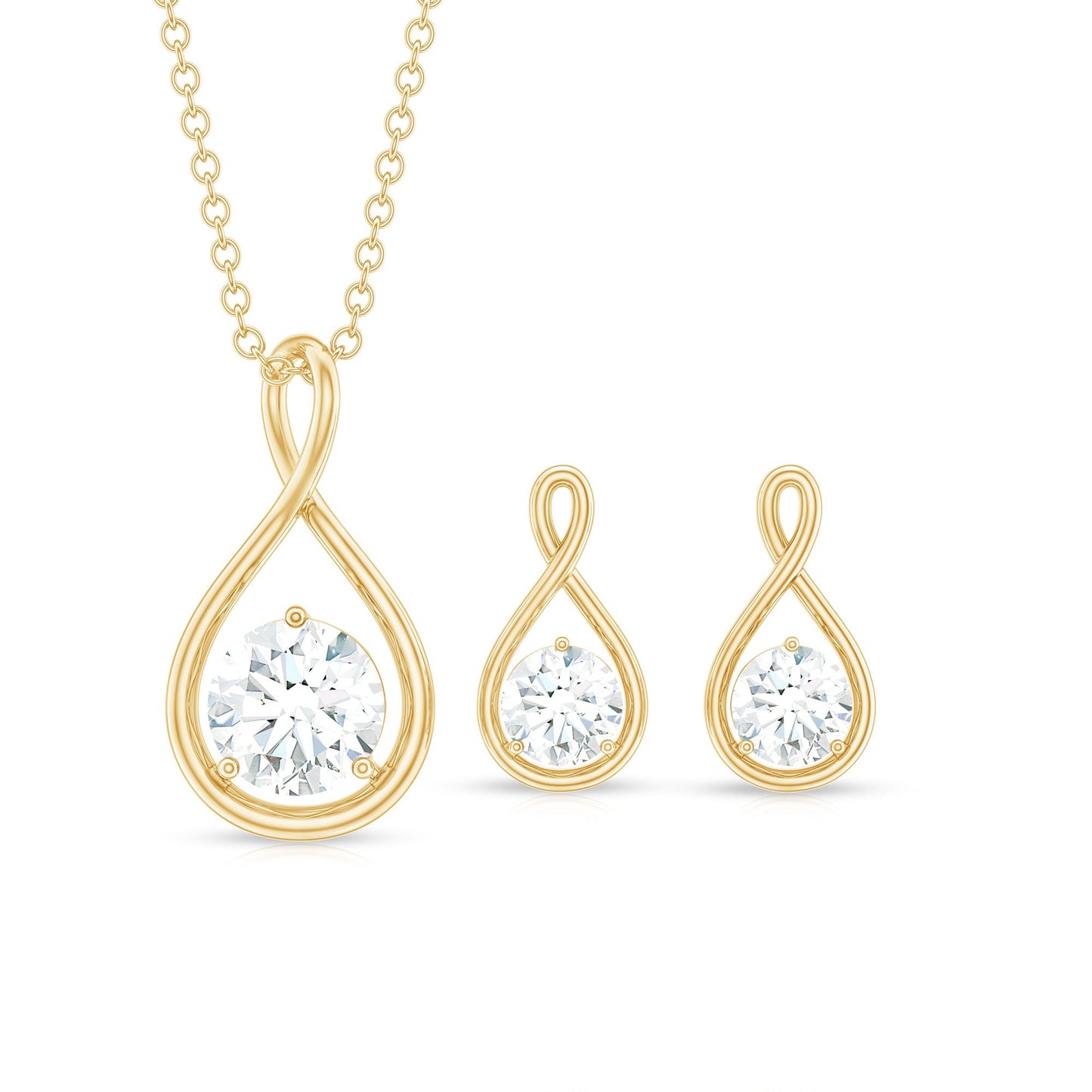 1.6 Carat Certified Moissanite Solitaire Infinity Jewelry Set