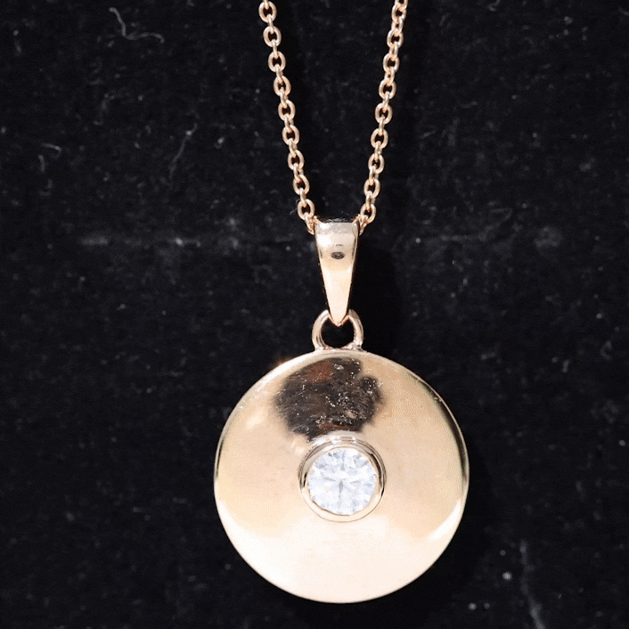 Certified Round Moissanite Disc Necklace in Bezel Setting