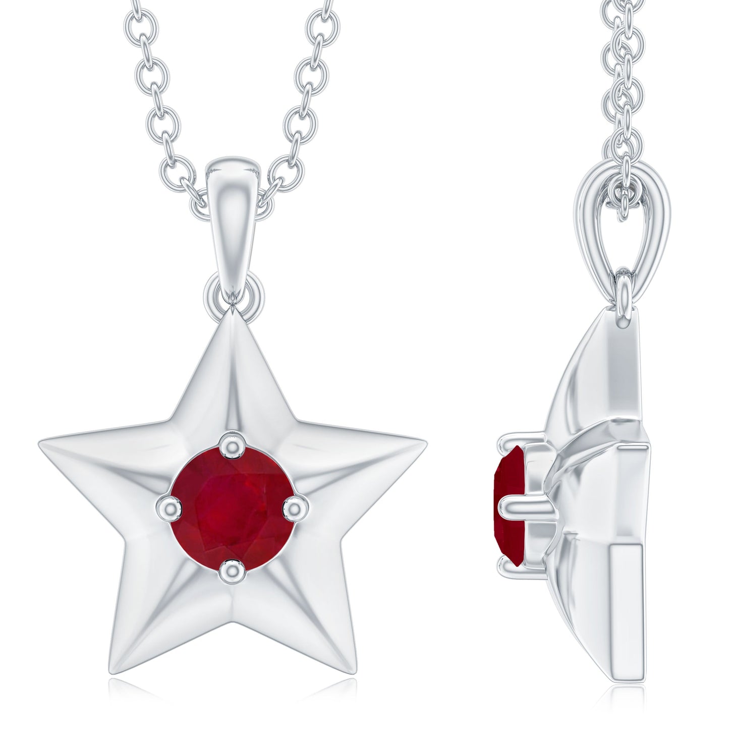 Genuine Ruby Star Pendant for Women