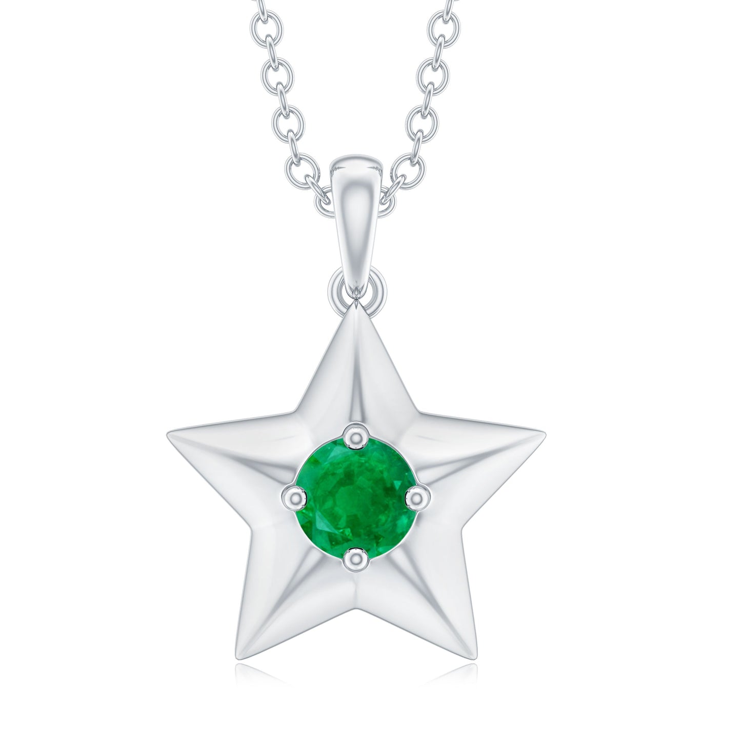 Natural Half Carat Emerald Star Pendant Necklace for Women