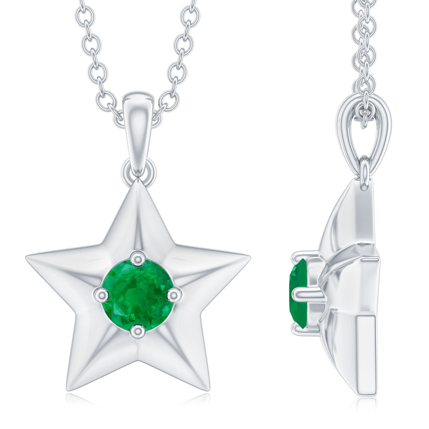 Natural Half Carat Emerald Star Pendant Necklace for Women
