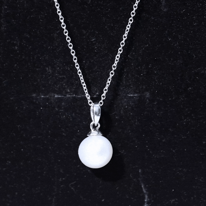 Natural 8MM Freshwater Pearl Solitaire Drop Necklace With Chain