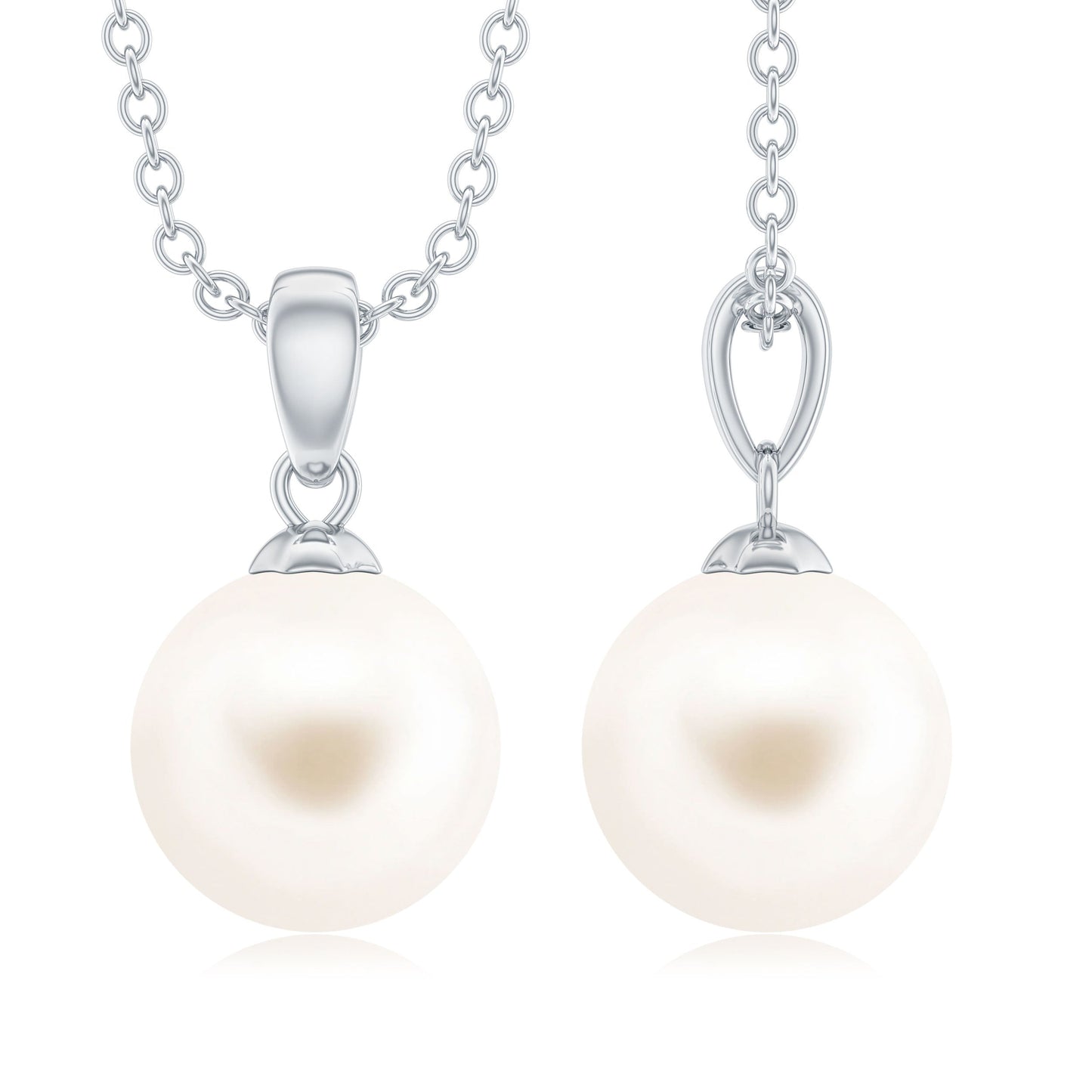 Natural 8MM Freshwater Pearl Solitaire Drop Necklace With Chain