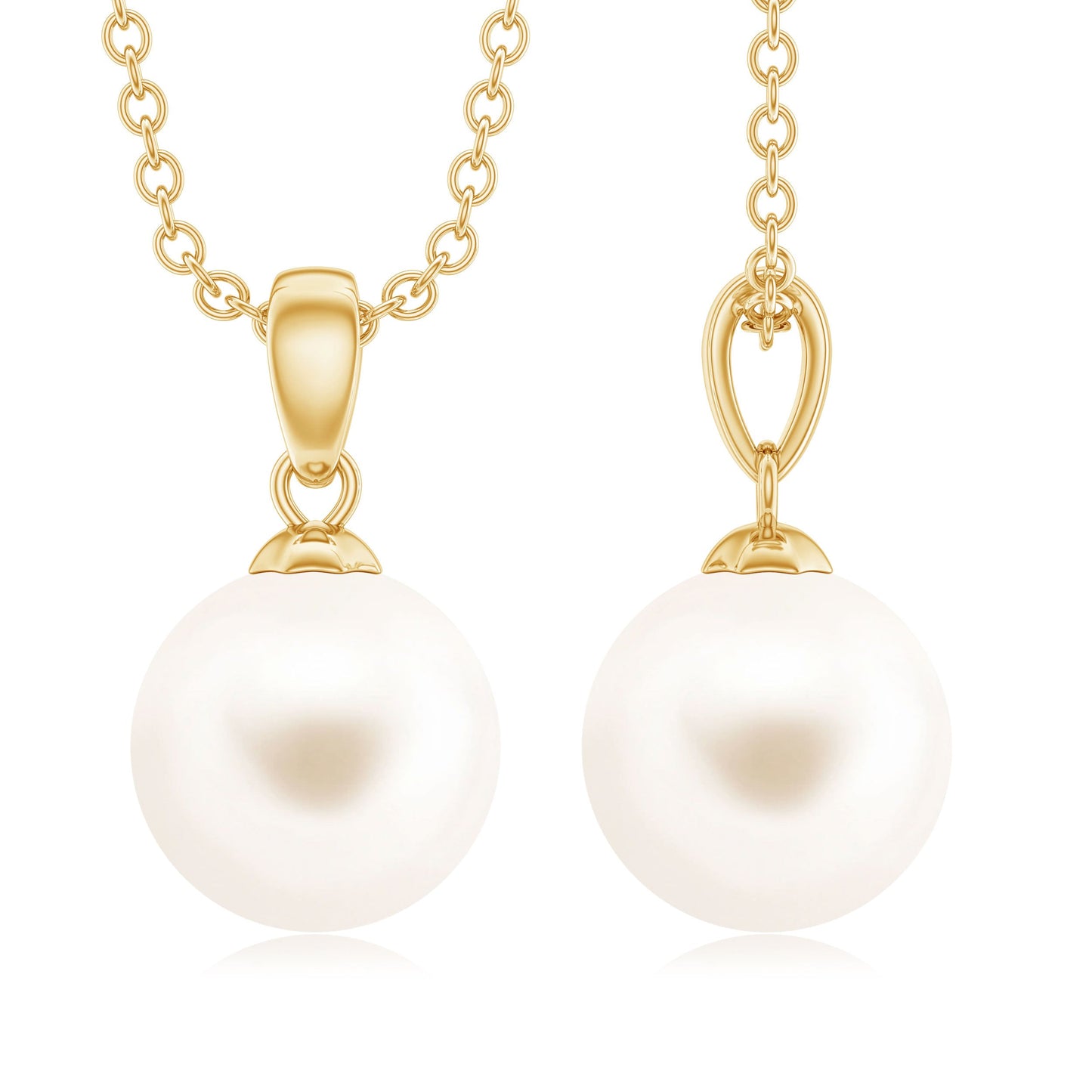 Natural 8MM Freshwater Pearl Solitaire Drop Necklace With Chain