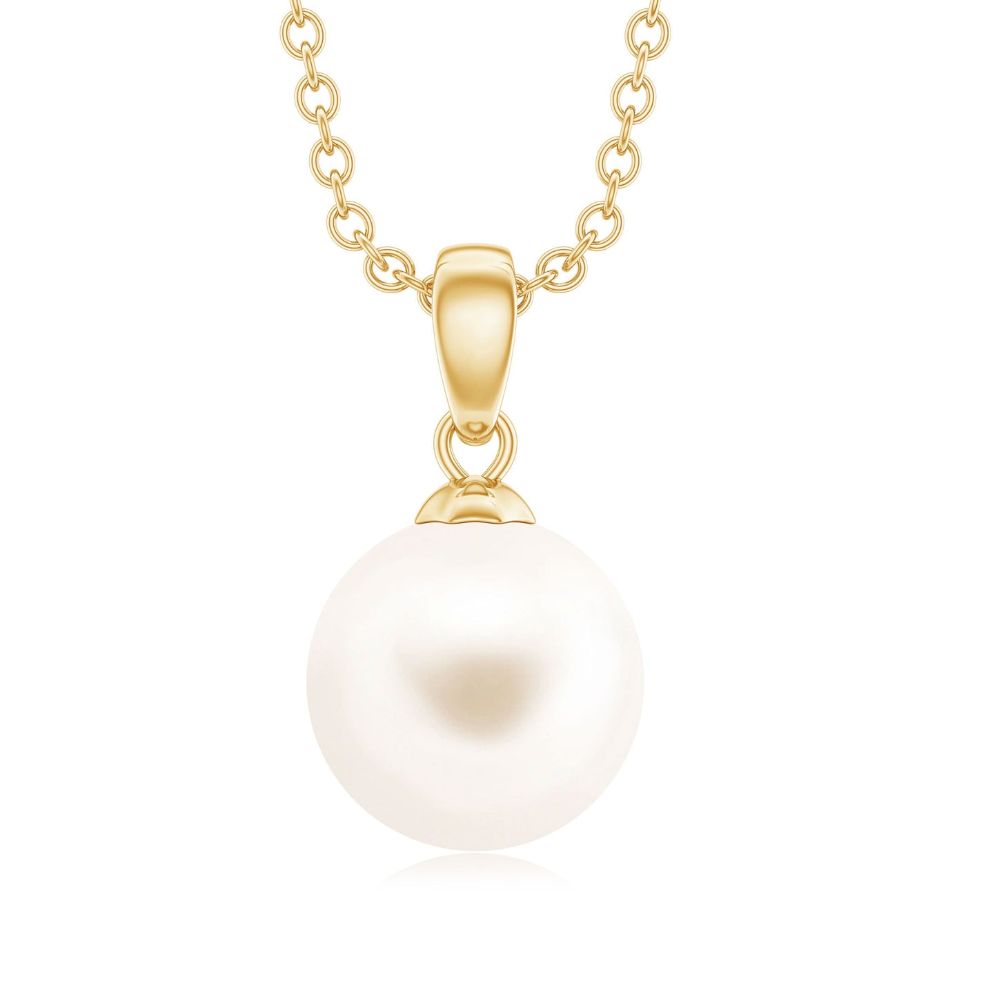Natural 8MM Freshwater Pearl Solitaire Drop Necklace With Chain