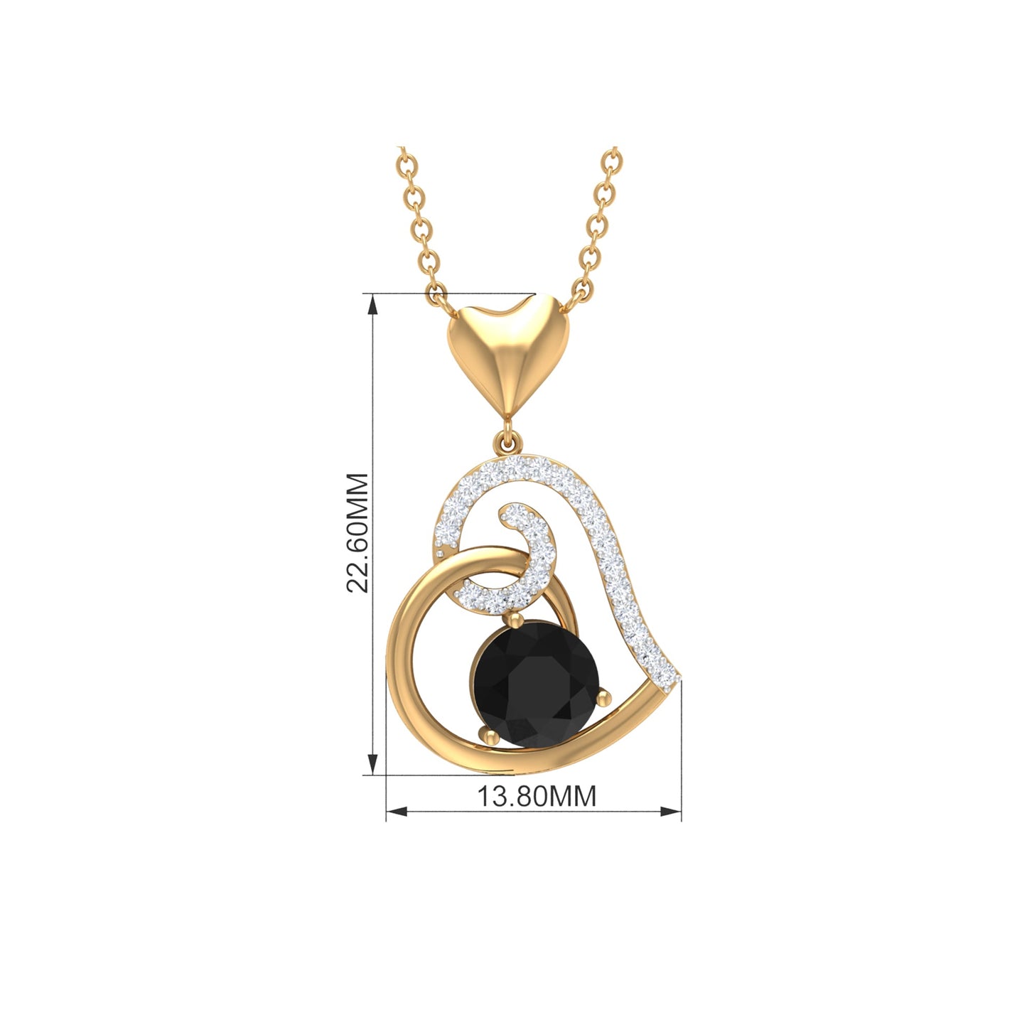 3/4 CT Black Onyx and Diamond Heart Drop Pendant