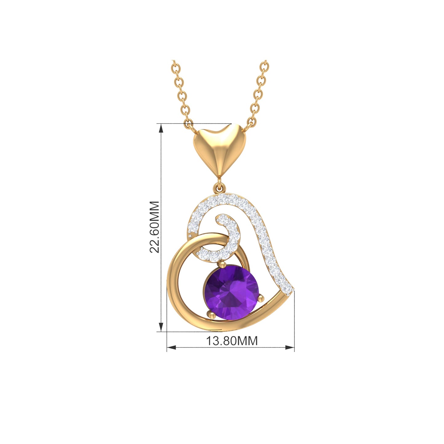 Certified 7 MM Amethyst Heart Necklace with Diamond