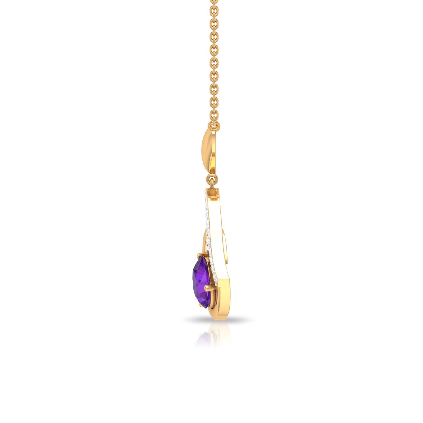 Certified 7 MM Amethyst Heart Necklace with Diamond