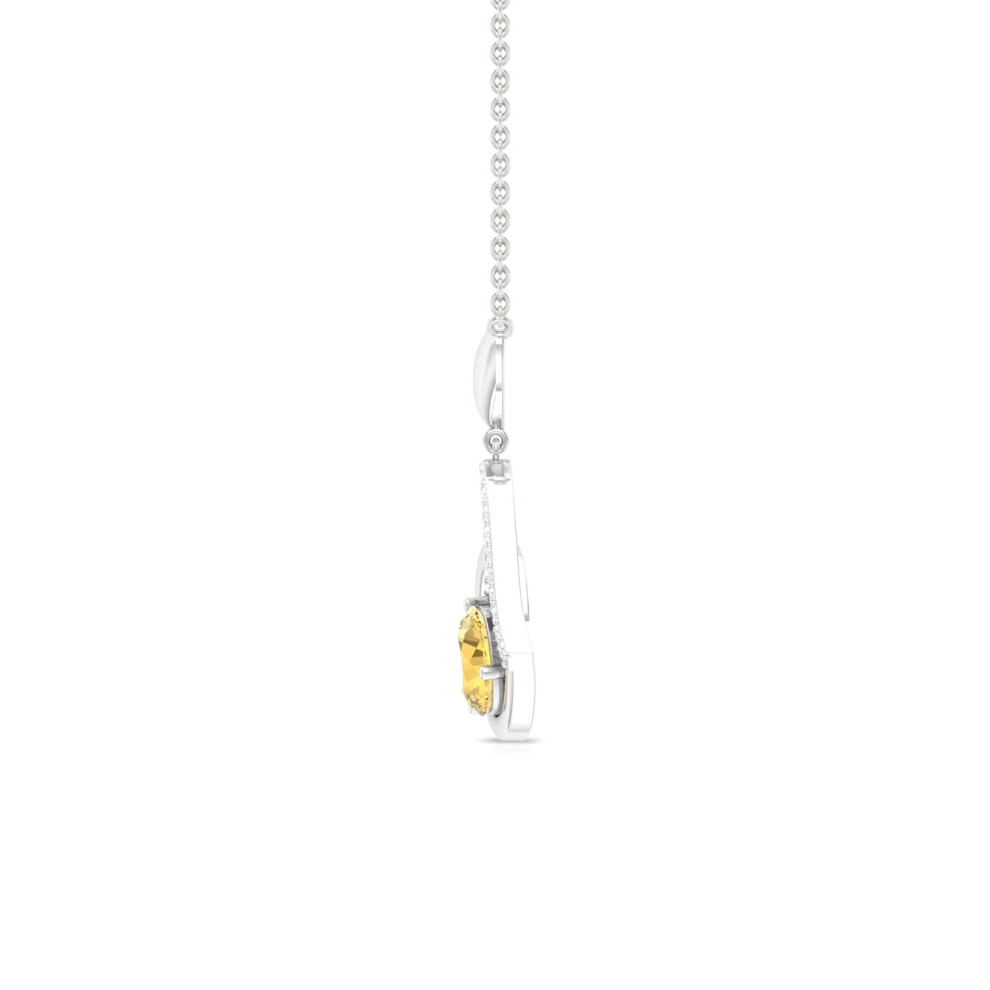 1.25 CT Citrine and Diamond Heart Drop Pendant