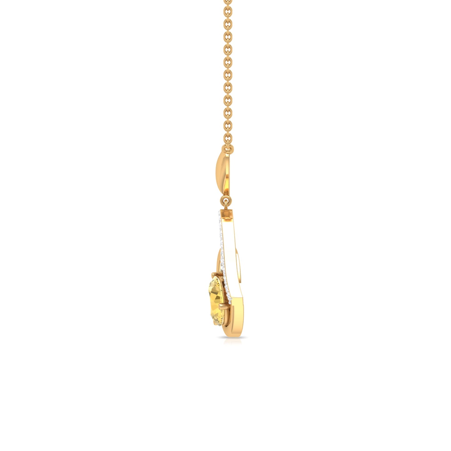 1.25 CT Citrine and Diamond Heart Drop Pendant