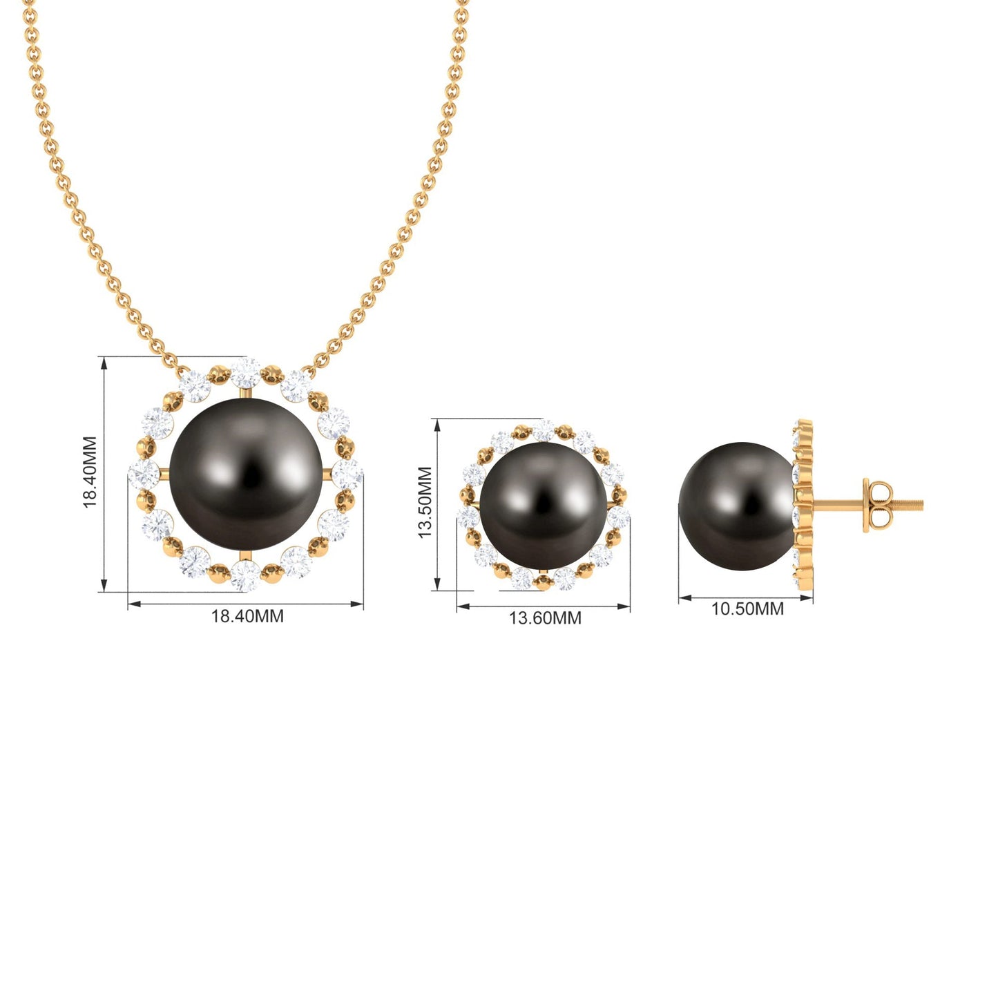 Black Tahitian Pearl and Moissanite Jewelry Set