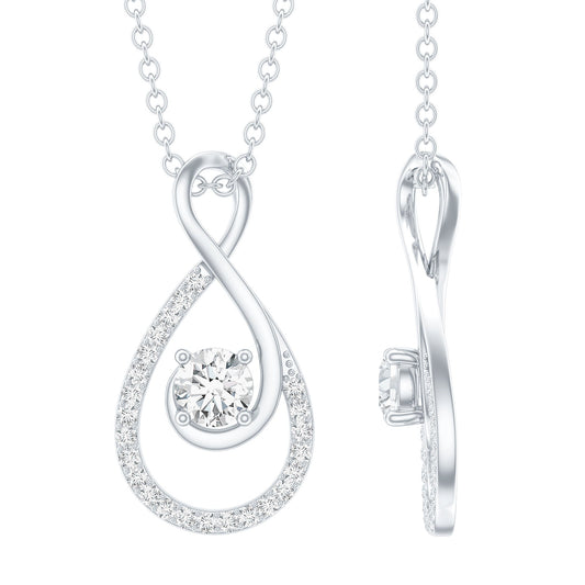 Certified Moissanite Silver Infinity Drop Pendant Necklace