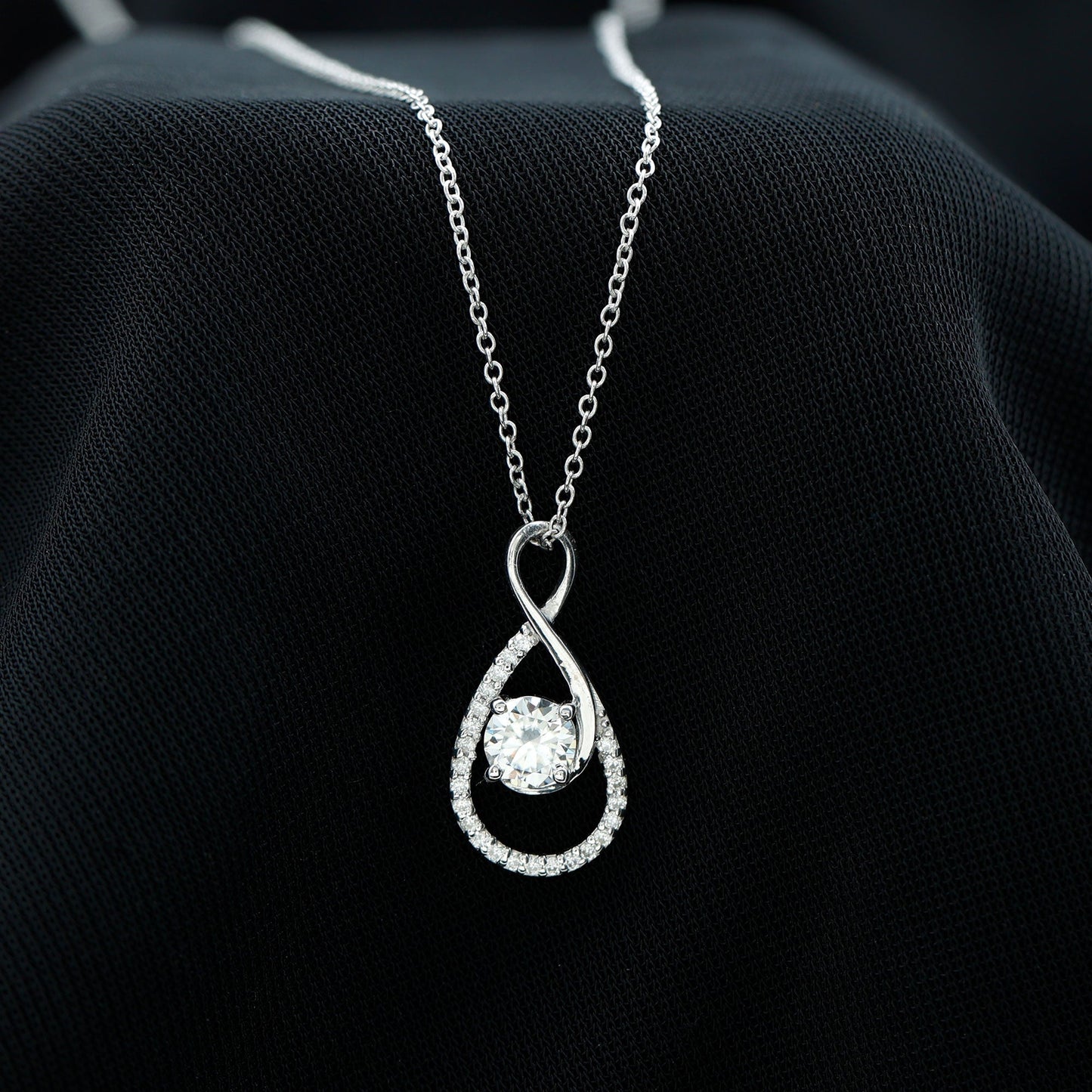 Certified Moissanite Silver Infinity Drop Pendant Necklace