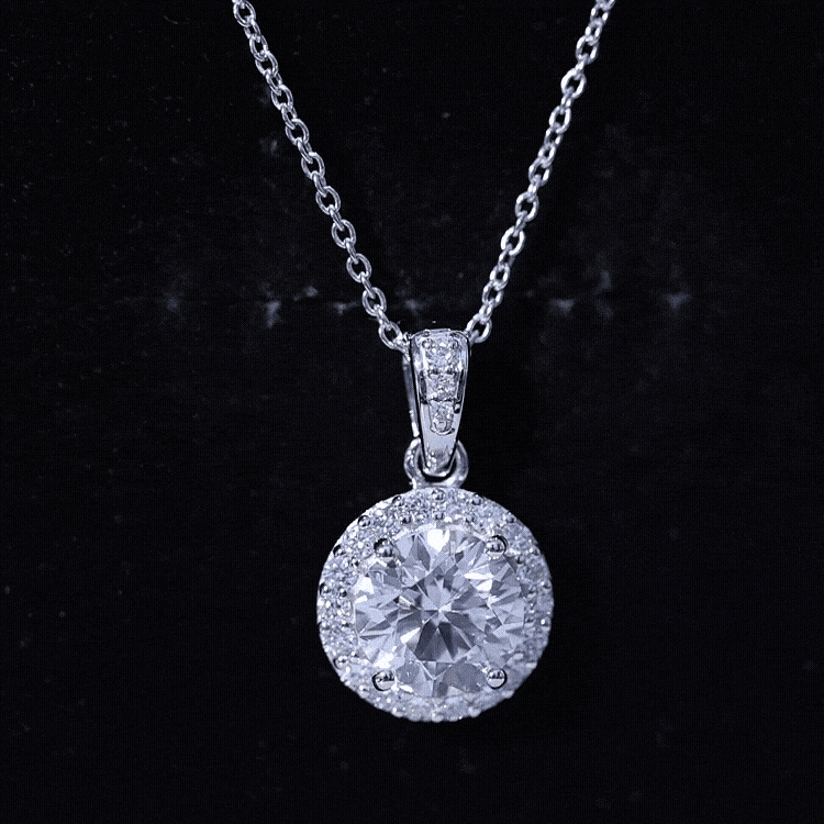 Round Cubic Zirconia Classic Halo Pendant